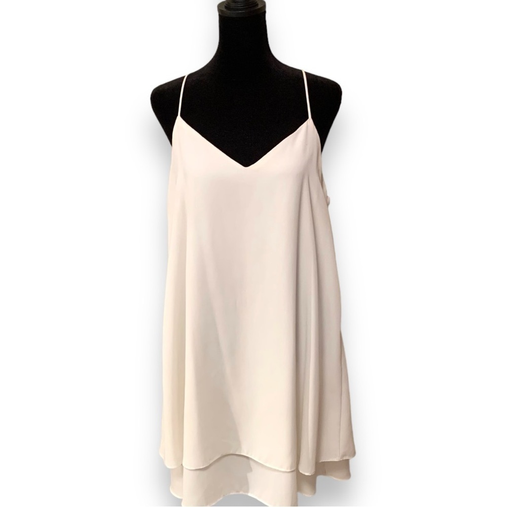Embrace Los Angeles Cream Layered Sleeveless Skinny Straps Racerback Mini Dress